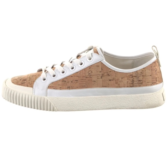 Veronica Beard Parise Leather Trim Cork Sneakers Low Top Lace Up size 10M EUC - Picture 2 of 11